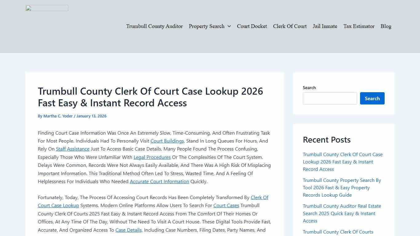 Trumbull County Clerk Of Court Case Lookup 2026 Fast Free